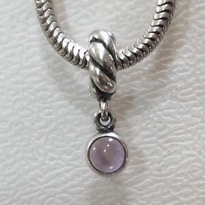 Pandora Amethyst Disk Charm or Pendant 925 ale Authentic